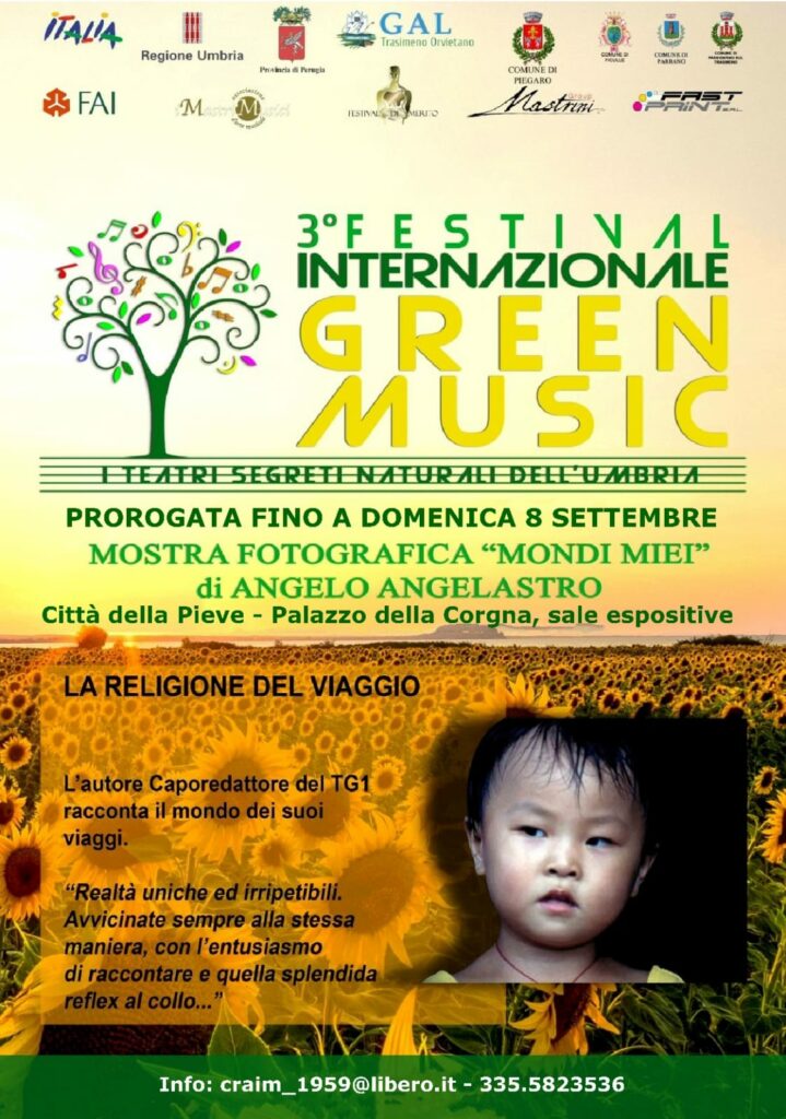 La religione del viaggio - Mostra, 3 agosto-8 settembre 2019, Palazzo della Corgna, Città della Pieve (PG). Nell’ambito del 3° Festival Internazionale Green Music.